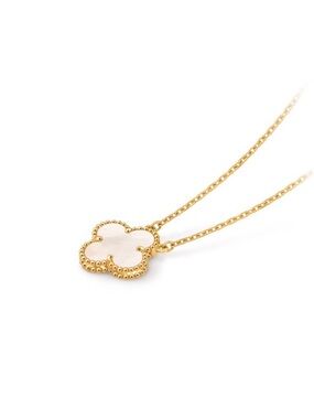 Gold Clover Pendant Necklace with White Mother-of-Pearl